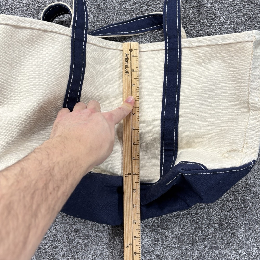 Vintage L.L.Bean Boat And Tote Bag Medium White Blue USA Made El Mirador Sun - Picture 9 of 11